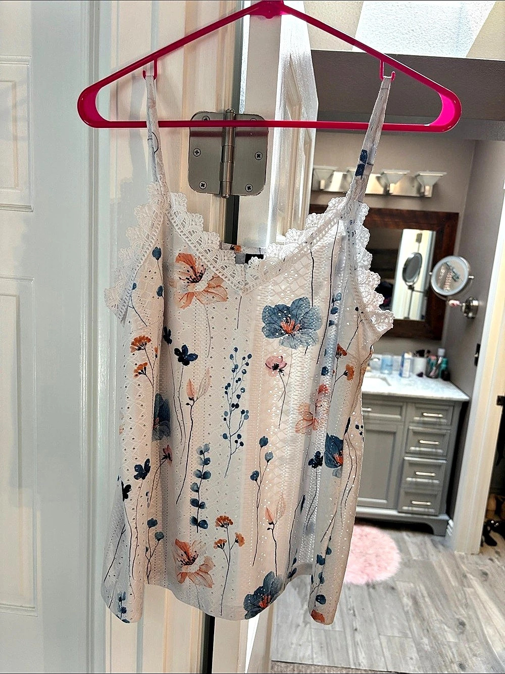 Floral Camisole in White & Blue Like New